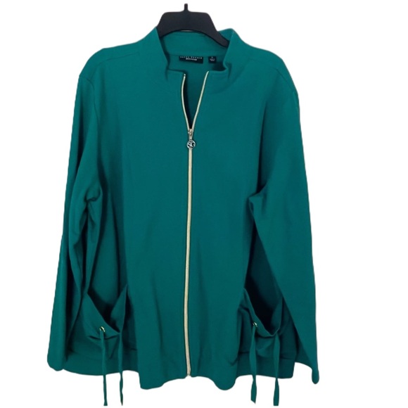 Susan Graver Green Zip-Up Weekender Jacket - Picture 1 of 8